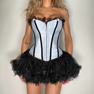 Fairy-Core Small Coquette Corset Periwinkle - 90s USA-Made Vintage